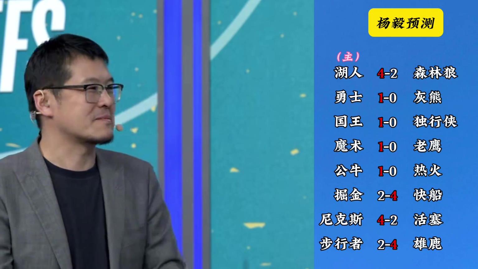 明燈來(lái)了！看看楊毅的季后賽預(yù)測(cè)：湖人4-2狼 快船4-2掘金